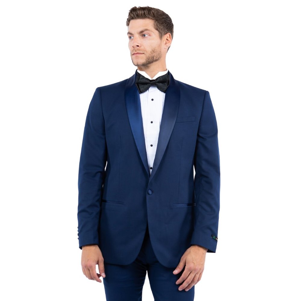 Shawl Collar (Tailored to Move and Flex) Tuxedo Separates Coat, Navy by ZeGarie